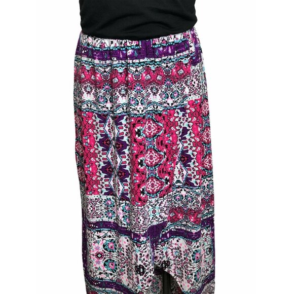 Bobbie Brooks Sun Dress High Low Black Pink Womens Medium Purple Bohemian Boho - Picture 2 of 7